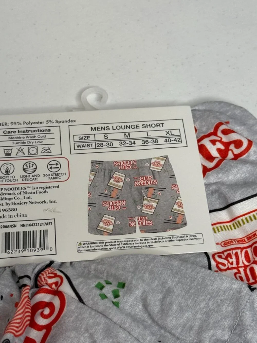 Cup Noodles Lounge Shorts Men Large Gray Ramen Print Pajama Shorts